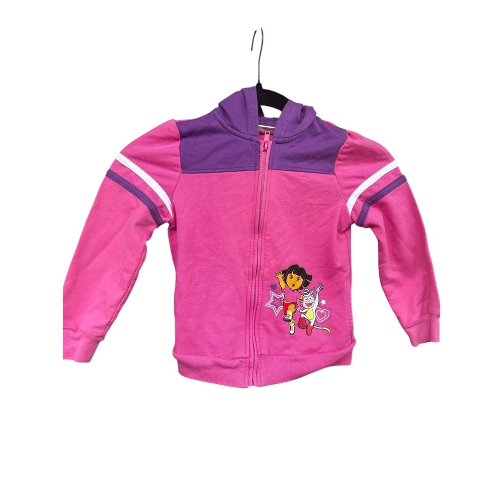 Vintage Y2K Nick Jr. Dora Pink Purple Zip Hoodie Jacket 5T Girls